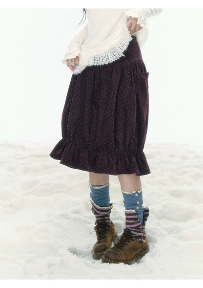 JOVYLLE - Berry Purple Star Print Bubble Skirt