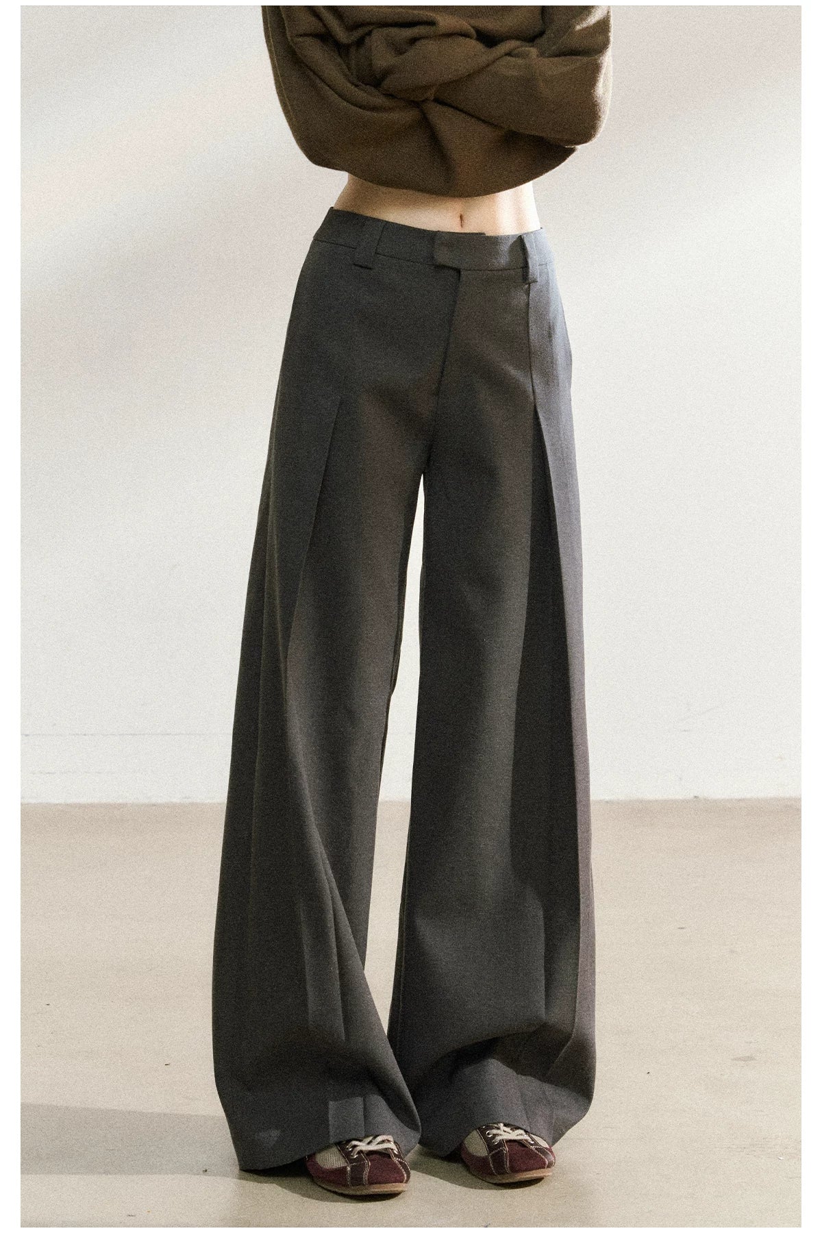 JN's DESIGN - Dark Gray Wide-Leg Tailored Trousers