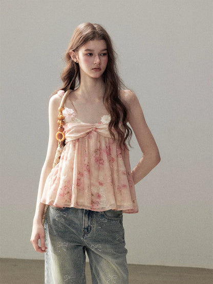 "Passing Through Your Summer" Cinnamon Pink Lace Babydoll Cami