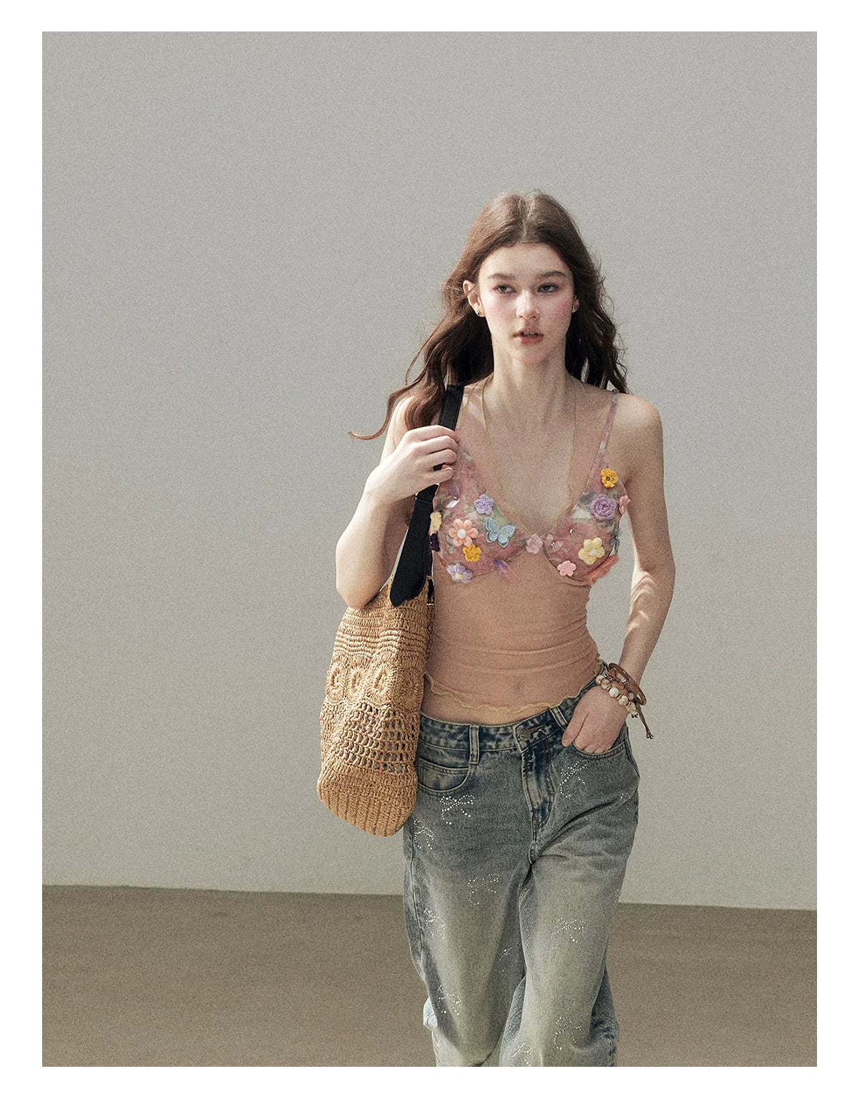 "Waiting for a Flower to Bloom" Lotus Pink Sheer Halter Crop Top