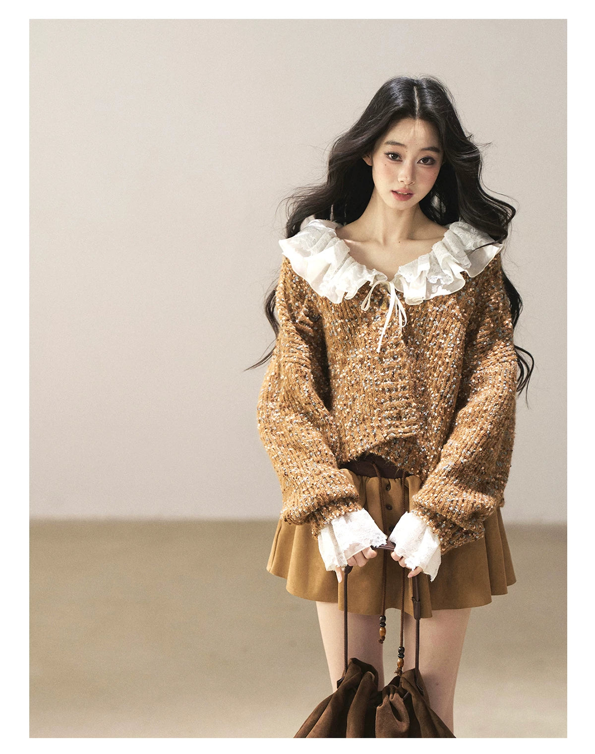 AOMALM - Toasted Pecan Marled Knit Cardigan