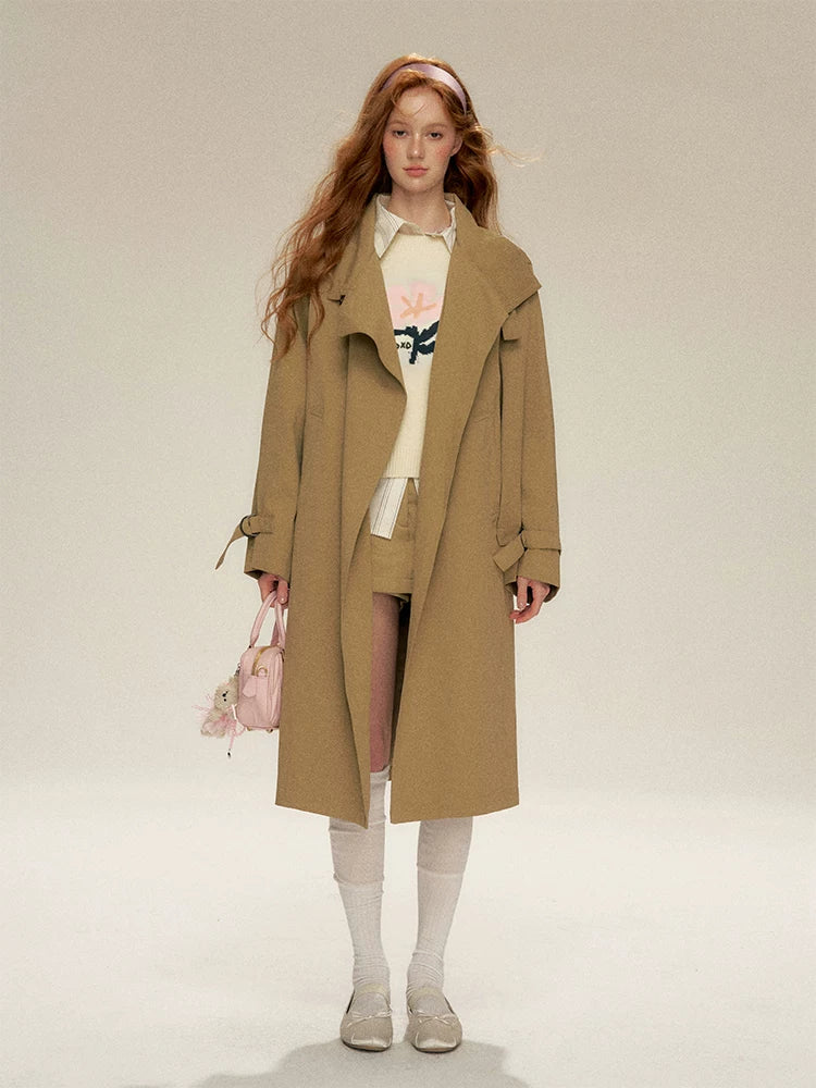 Khaki Longline Trench Coat