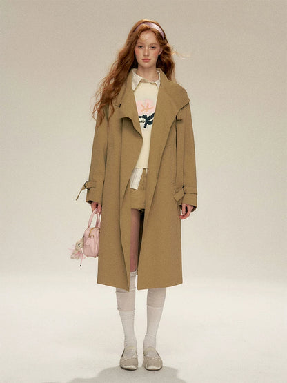 Khaki Longline Trench Coat