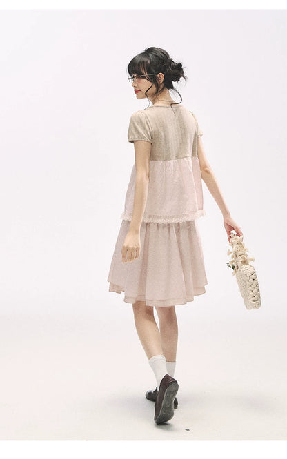 "Sweetheart Pages" Blush Pink Bow Puff Sleeve Top & A-Line Skirt Set