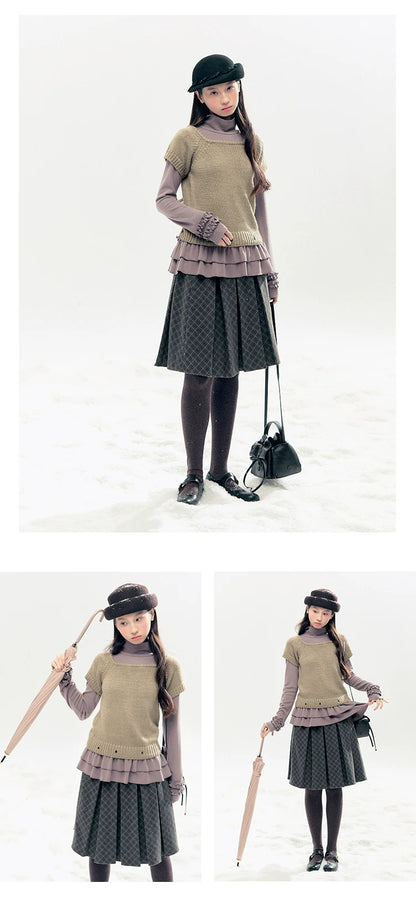 "Vintage Sonata" Khaki 3-Way Convertible Knit Top Set