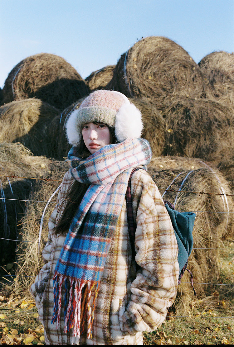 Zzouu - Coffee Grid Cotton Jacket