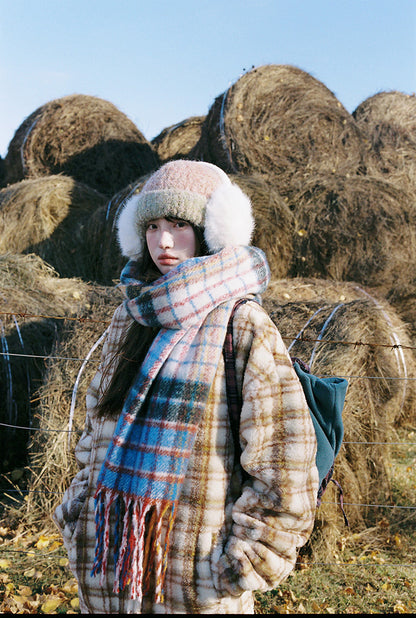 Zzouu - Coffee Grid Cotton Jacket