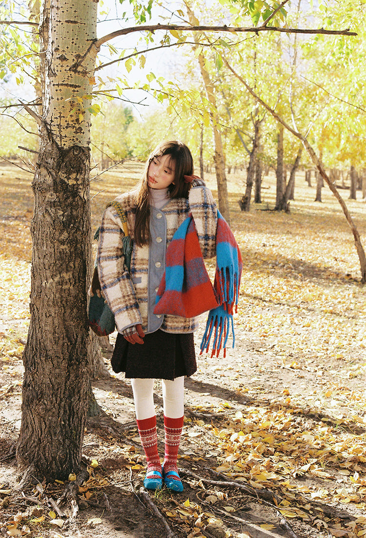 Zzouu - Blue Coffee Imitation Fur Jacket