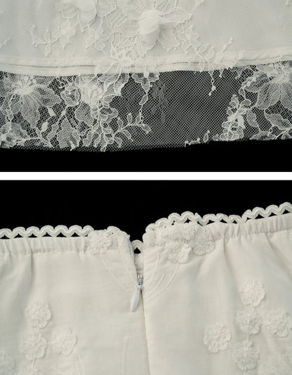 "Soft Petal Mood" 3D Floral Tulle Midi Skirt WE1002
