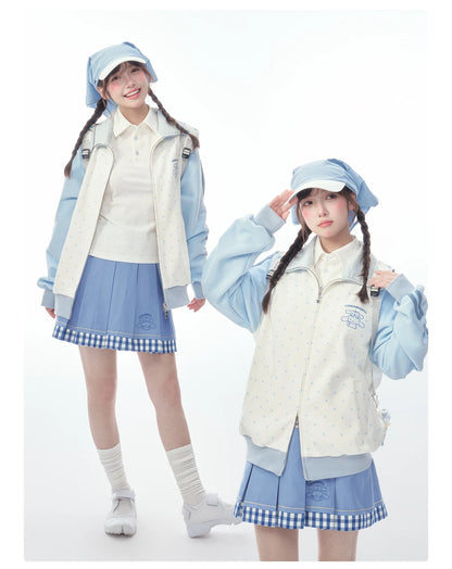"Spring Breeze" Blue & White Polka Dot Track Jacket