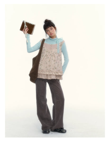 "A Season Called Autumn" Coffee Brown Vintage Washed Wide-Leg Utility Pants