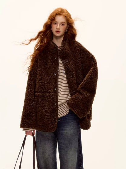ASGONY - Brown Reversible Suede & Faux Shearling Jacket