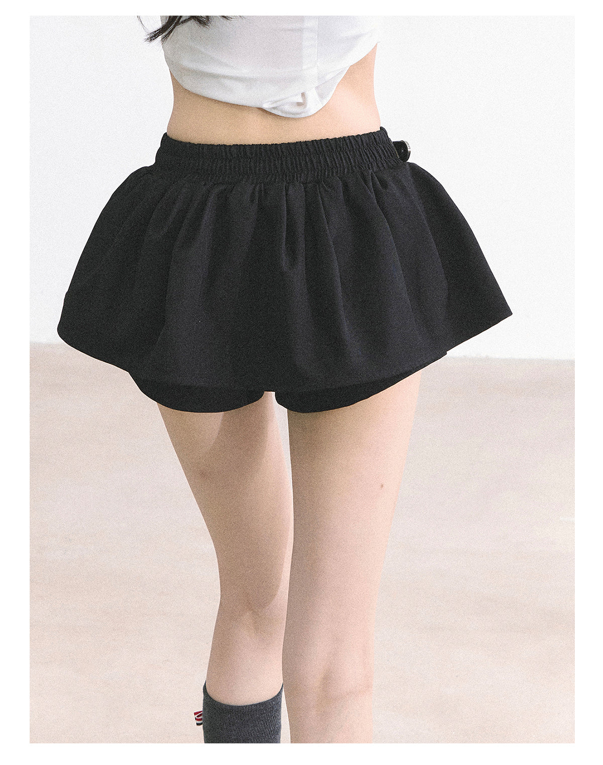 少也眼 "Annie Academy" A-Line Puff Mini Skirt - Black