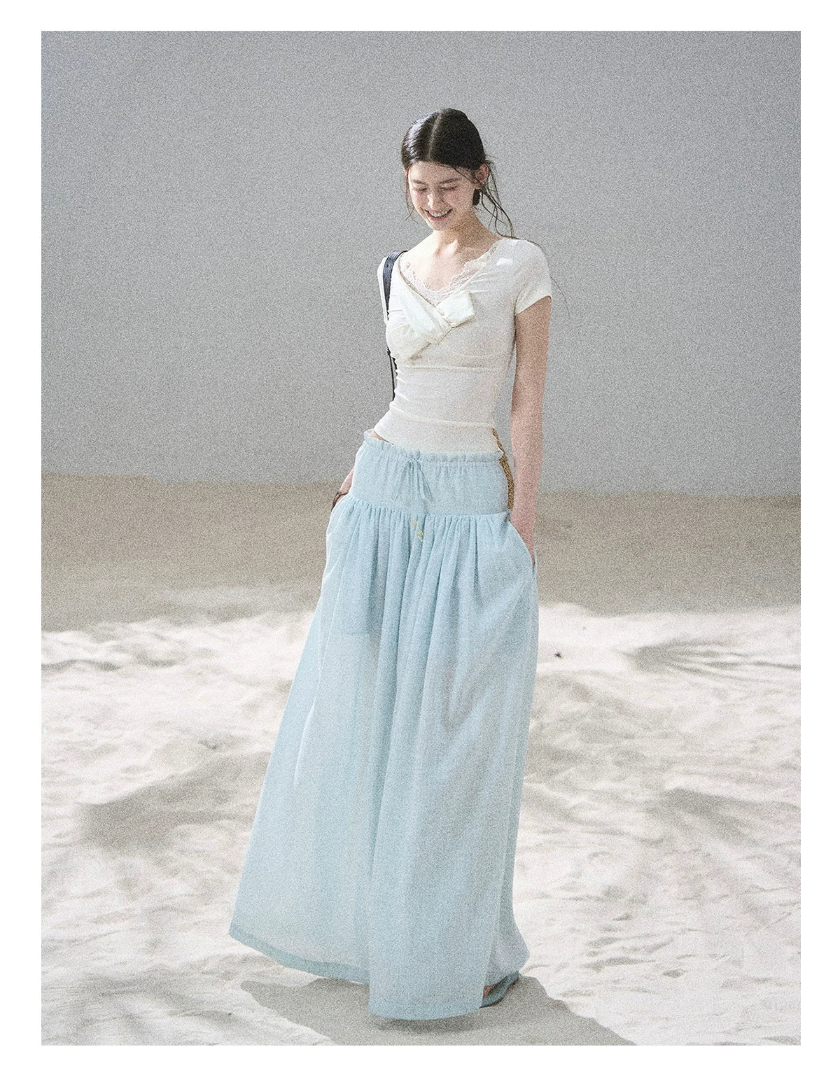 "White Tea Under the Moonlight" White Lace V-Neck Top