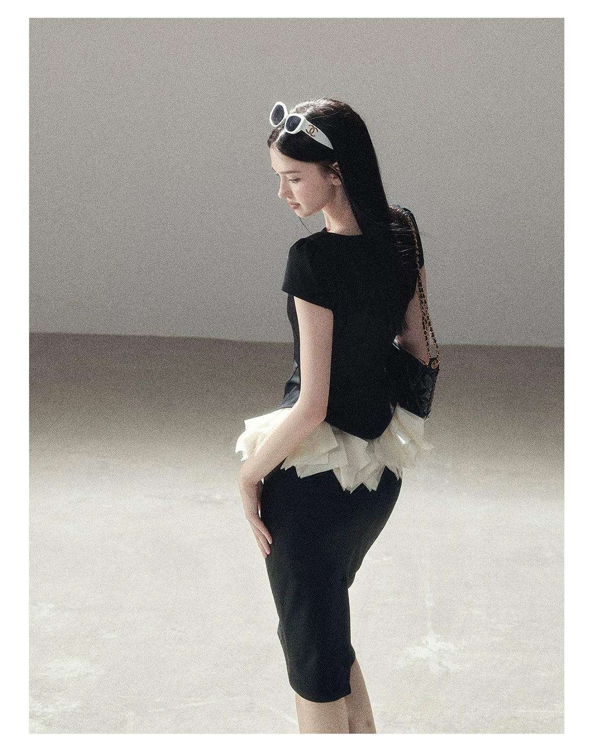 "Her Black & White Poem" Elegant Contrast Two-Piece Set