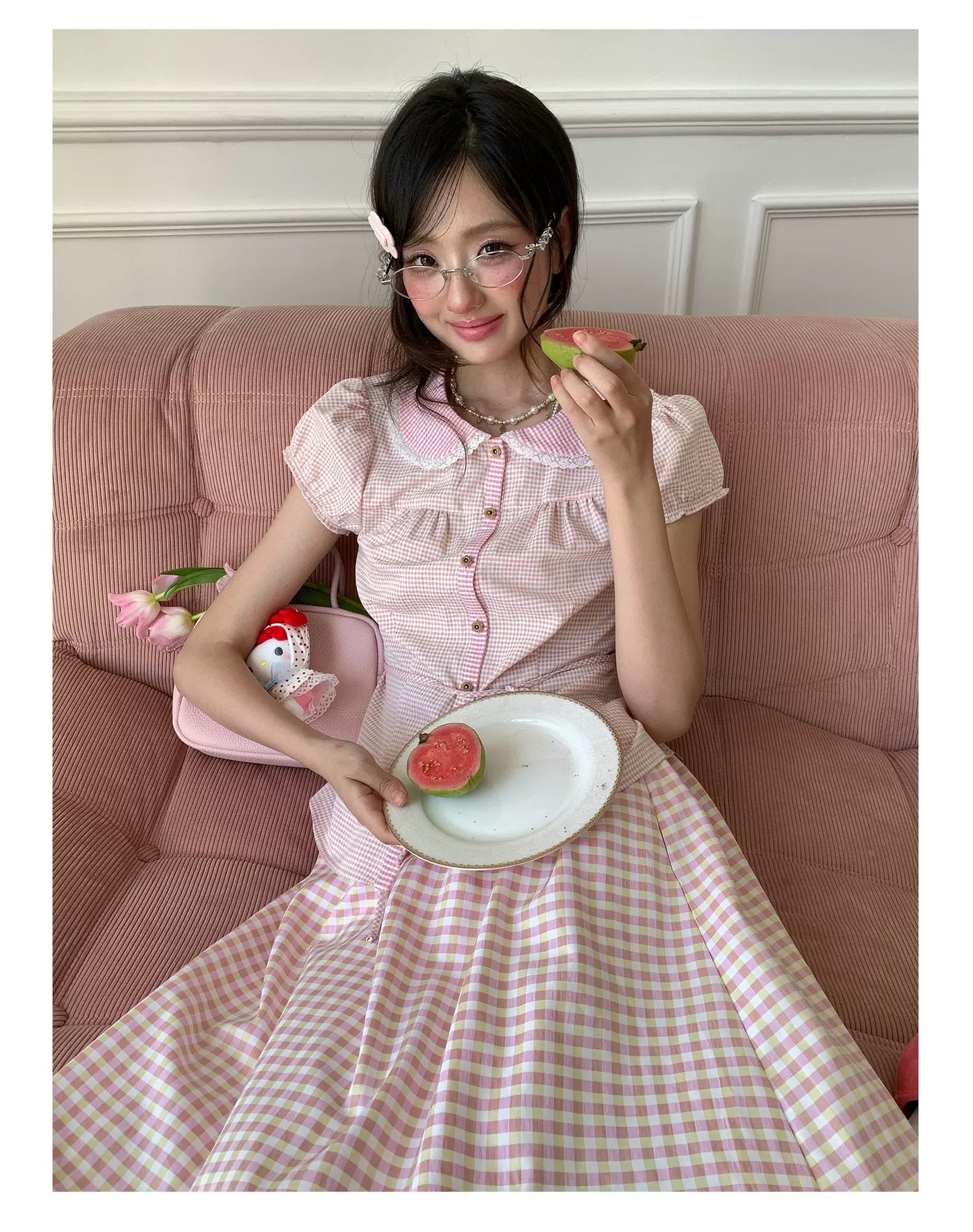 “Pink Plaid Daydream” Pink Plaid Skirt Set