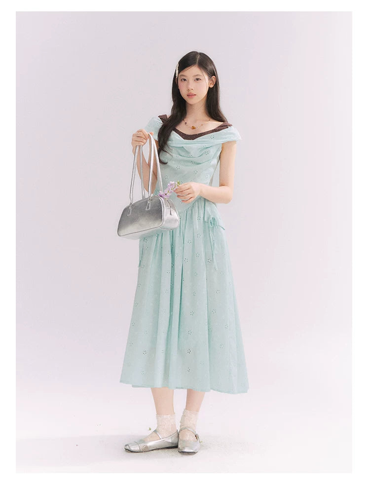 “Heartfelt Rendezvous” Mint Green French Embroidered Cutout Dress