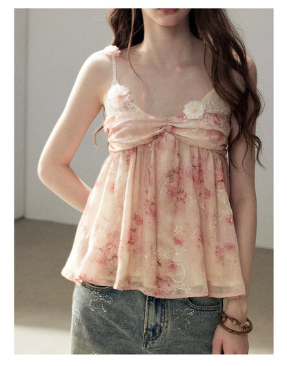 "Passing Through Your Summer" Cinnamon Pink Lace Babydoll Cami