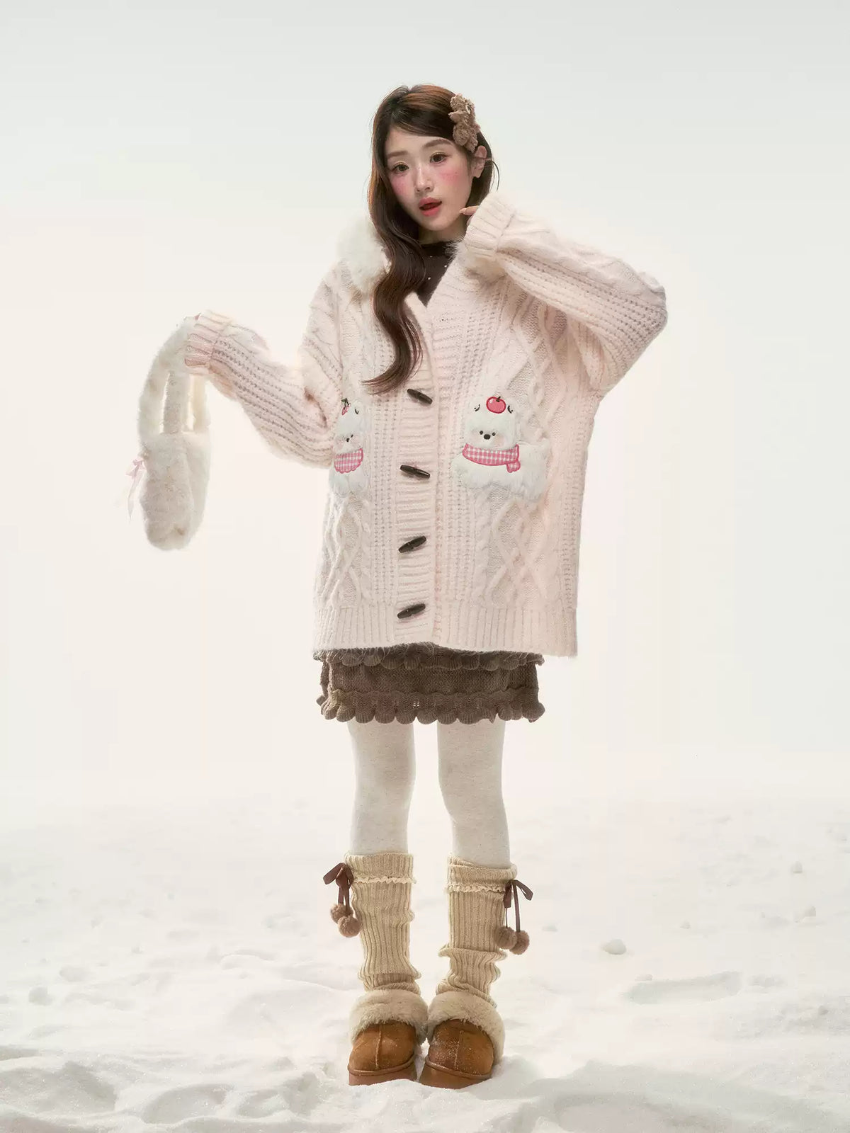 BIBIBENCY - Pink West Highland Terrier Knit Cardigan