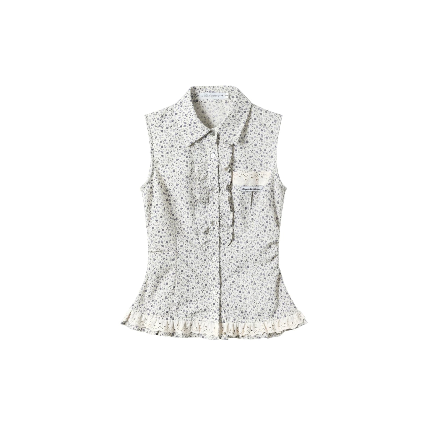 "Midnight Blossom" Vintage Floral Collection (Sleeveless Blouse / Hooded Cardigan / Box Pleated Skirt)