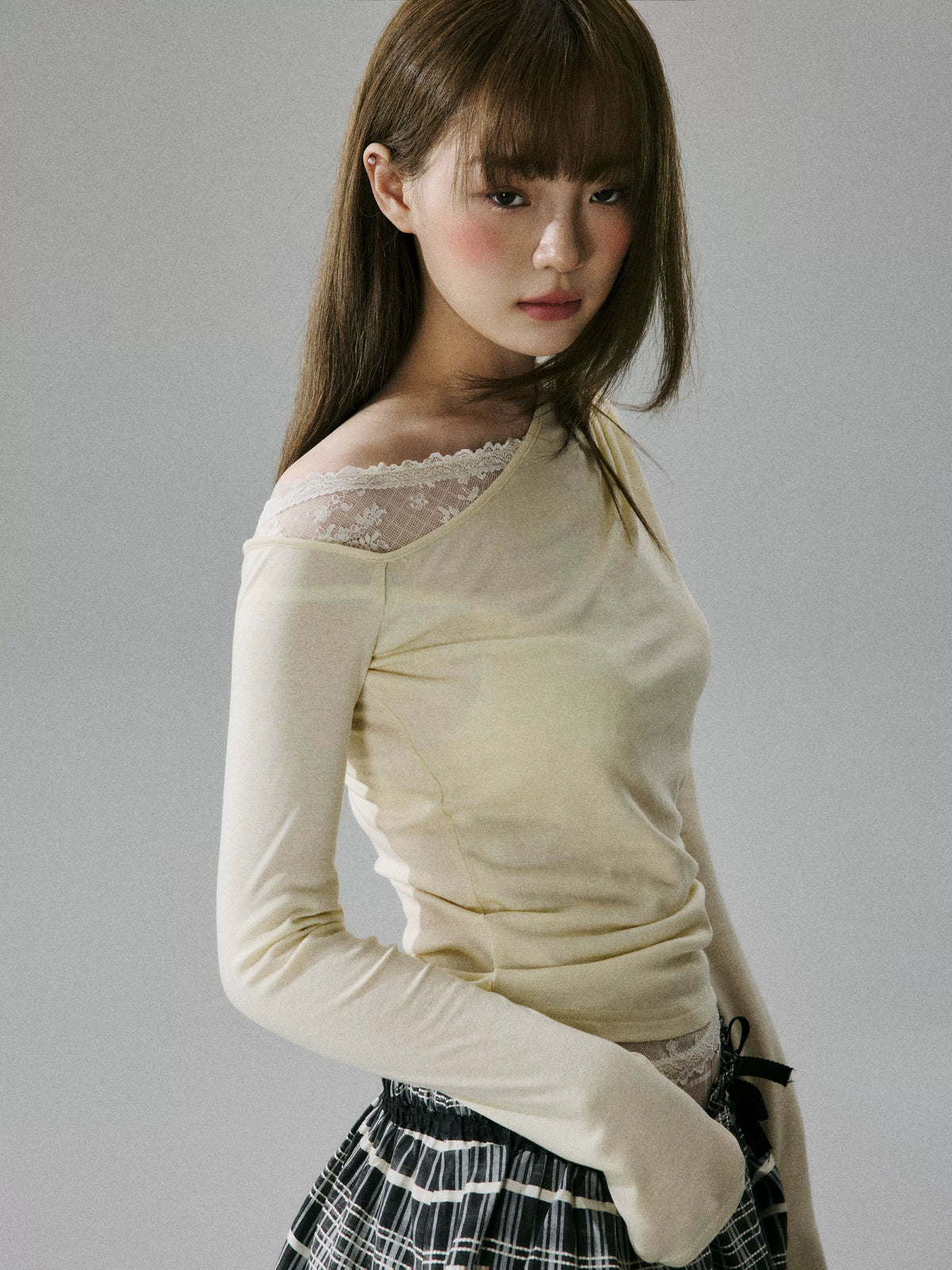 LOST FOREST - Goose Yellow Wool Lyocell Layered Slim-Fit T-Shirt