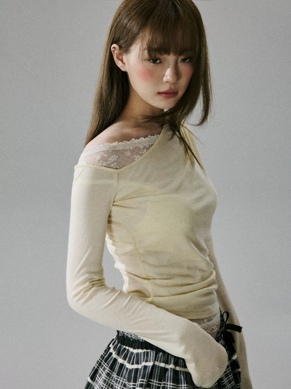 LOST FOREST - Goose Yellow Wool Lyocell Layered Slim-Fit T-Shirt