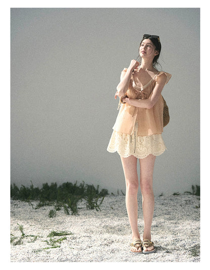 “Your Whisper” Lotus Mauve Babydoll Twinset Top