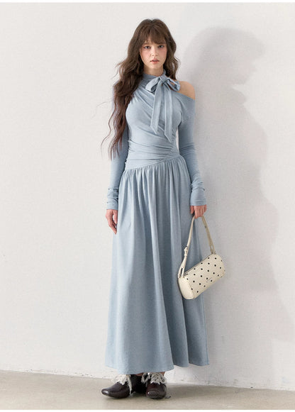 [TMMG] “Fluid Poetry” — Ruched Off-Shoulder Maxi Dress