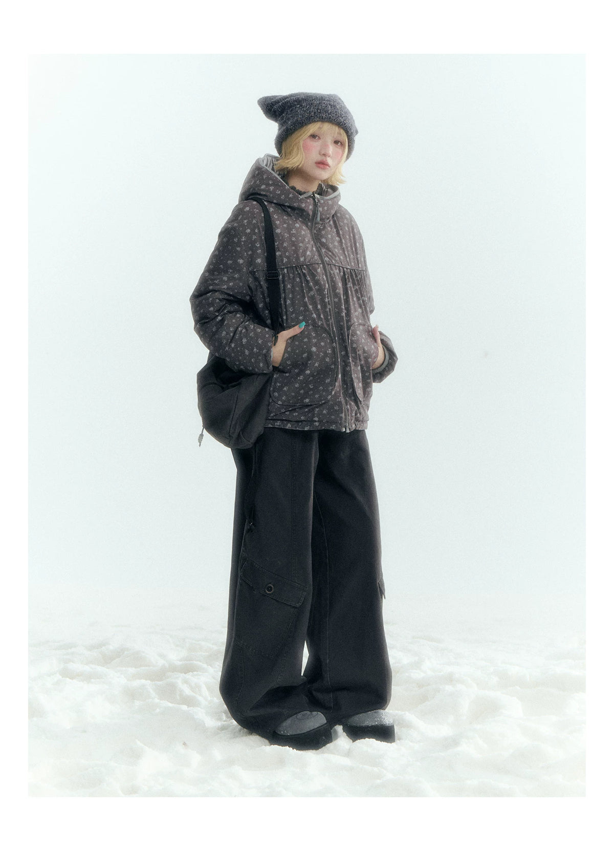 Horridale - Charcoal Gray Washed Cargo Barrel Leg Pants