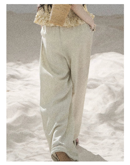 "Follow the Sea Breeze" Lightweight Straight-Leg Wide-Leg Pants (Lotus Pink/ Gray Sage Green/ Gray Blue)