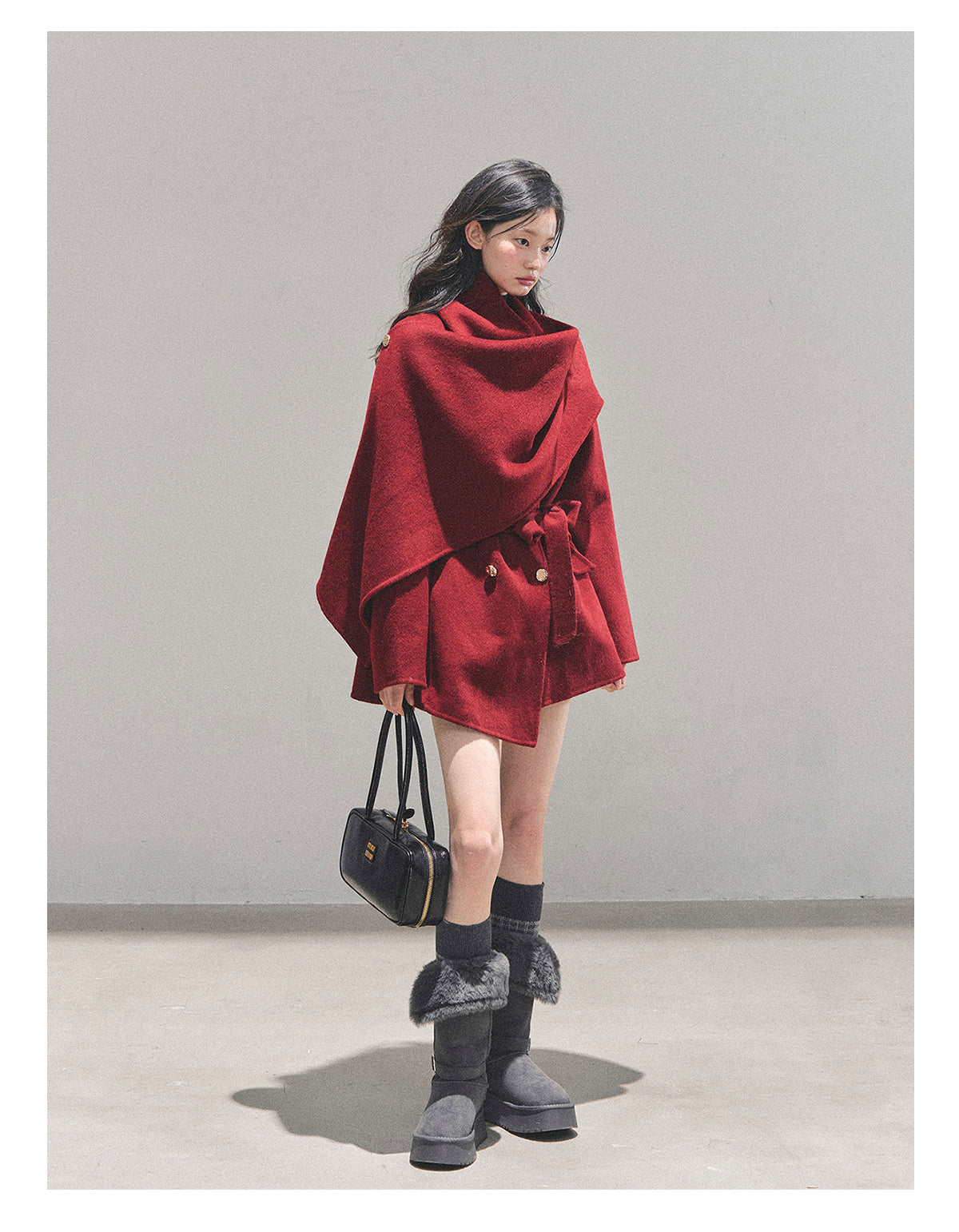 少也眼 “Winter Balcé Whisper” Wool Blend Overcoat - Red 7886436