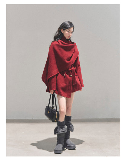 少也眼 “Winter Balcé Whisper” Wool Blend Overcoat - Red 7886436