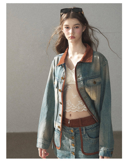 170726 "Closer to the Sun" Vintage Blue Denim Jacket & Skort Set