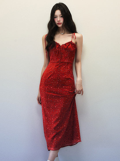 1P - “Flower” Rouge Whisper Chiffon Maxi Dress