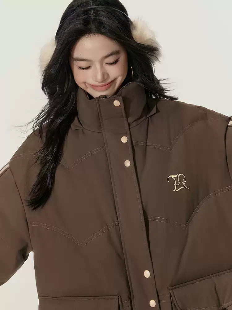 EPTISON - Brown 90% White Duck Down Long Puffer Coat