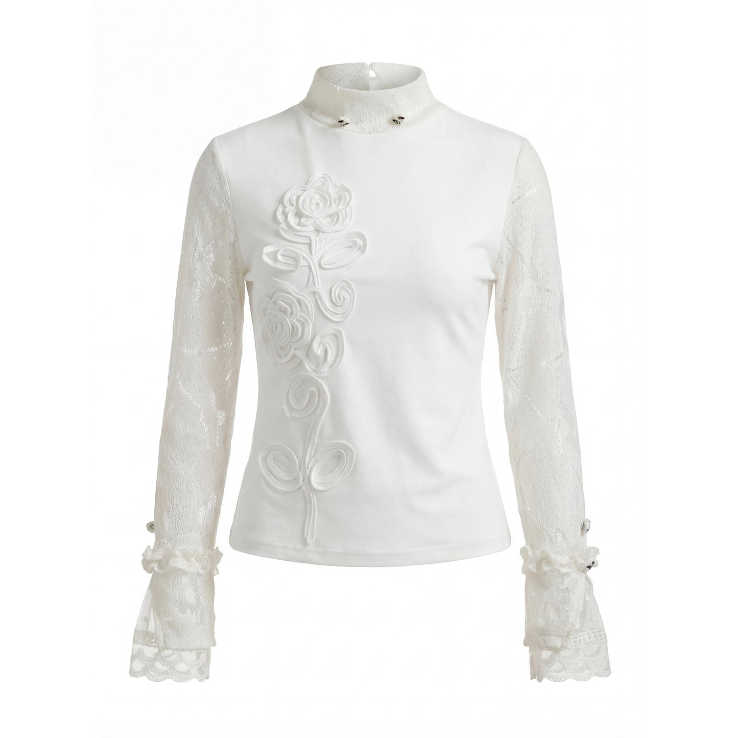 “Porcelain Bloom Reverie” White Floral Layered Top
