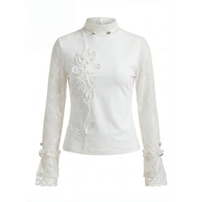 “Porcelain Bloom Reverie” White Floral Layered Top