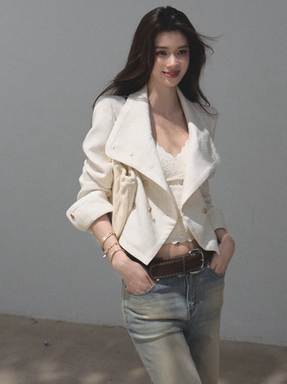OAKMOO/ Ivory Textured Tweed Wool-Blend Utility Jacket