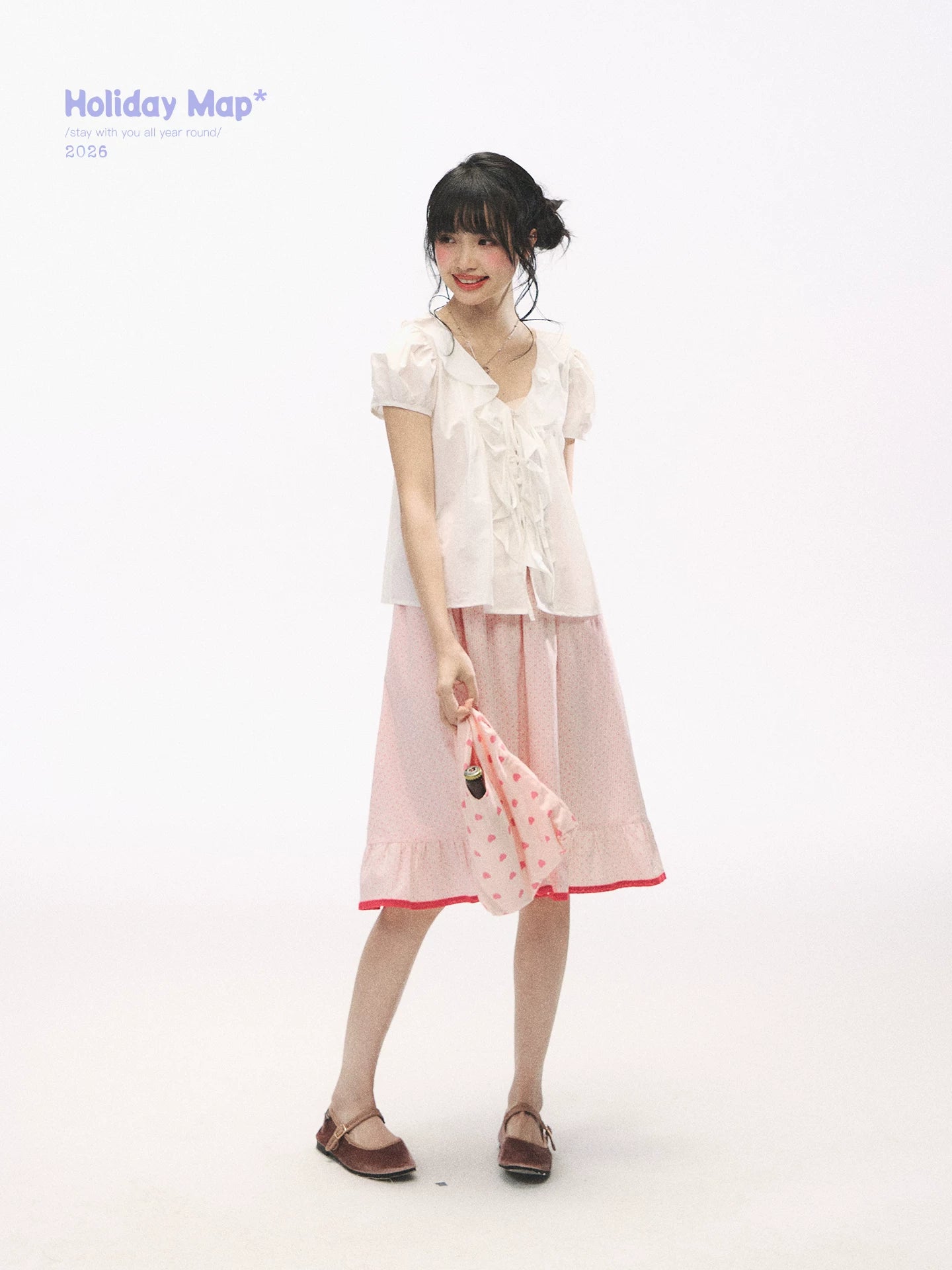 "Rosy Picnic" Pink Polka Dot A-Line Mini Skirt