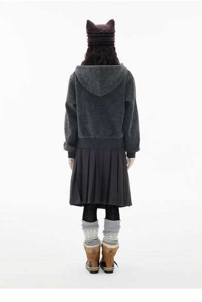 EZEK | Preppy Hooded Wool Blend Jacket with Button Front
