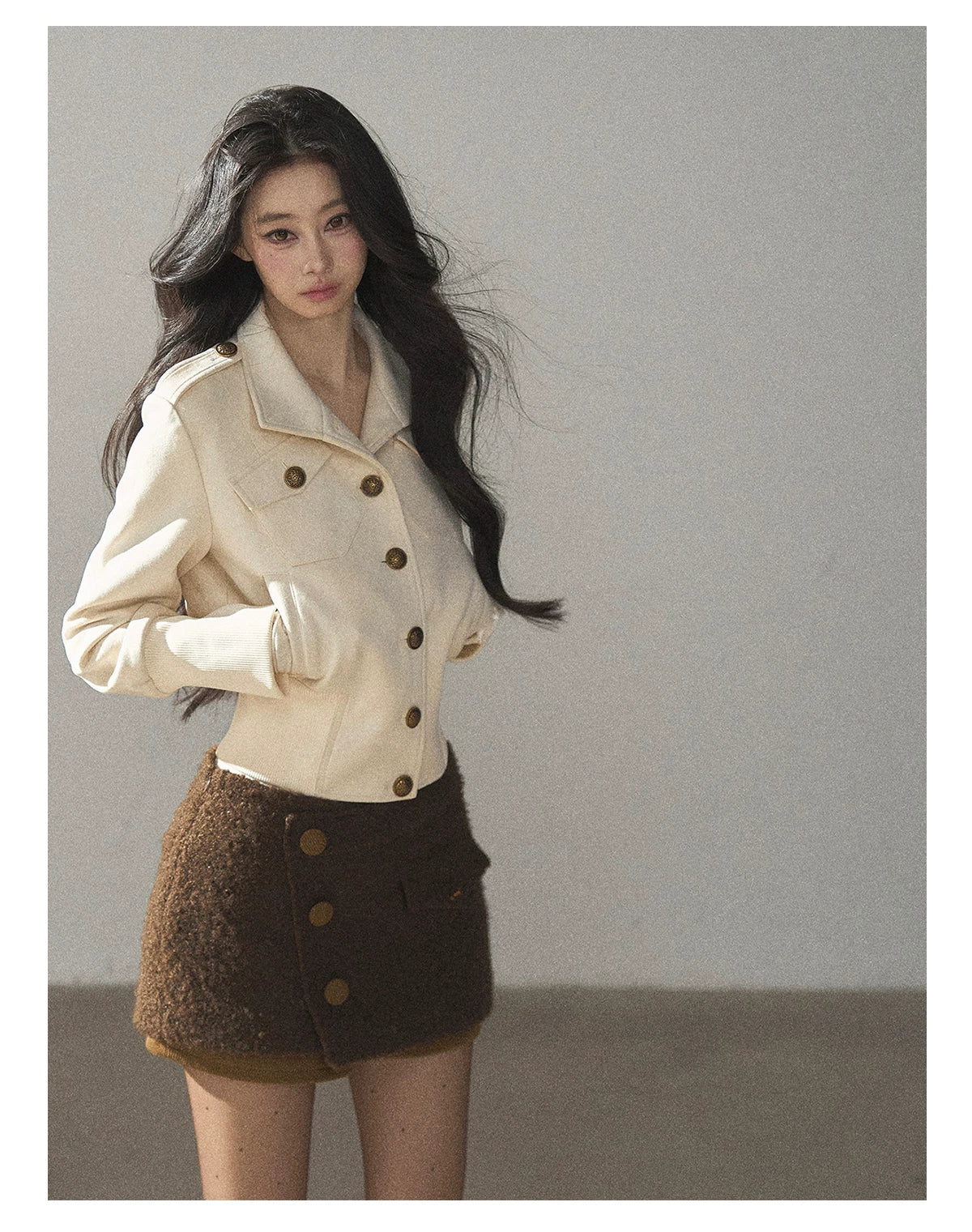 AOMALM - "The Grace of Restraint" Dutch Cheese Faux-Suede Cropped Coat