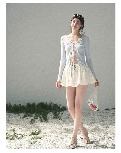 “Dreams Between Seams” Baby Blue Layered Lace Top