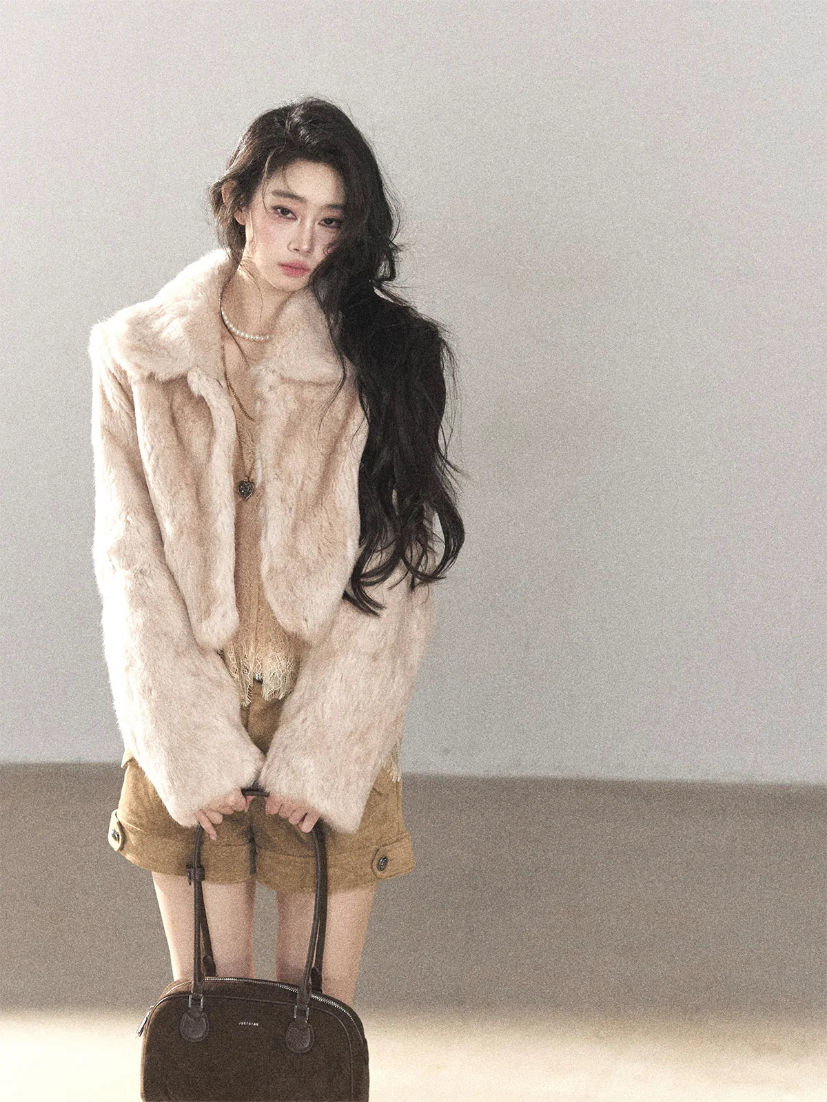 AOMALM - Frosty Lavender Gray Rabbit Fur Jacket