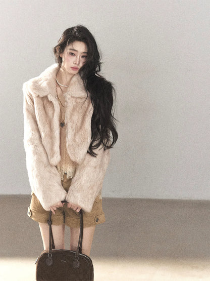 AOMALM - Frosty Lavender Gray Rabbit Fur Jacket