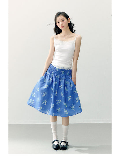 ANNATTO - Azure Bloom Blue Cardigan & Floral Midi Skirt Set