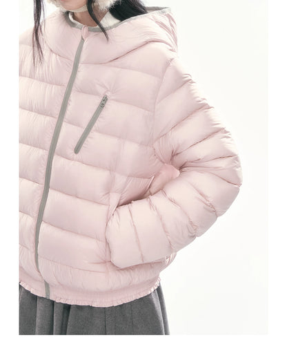 CAN - "Twilight Snow" Hooded 90% White Duck Down Puffer Jacket (Hibiscus Purple / Baby Pink / Water Blue)