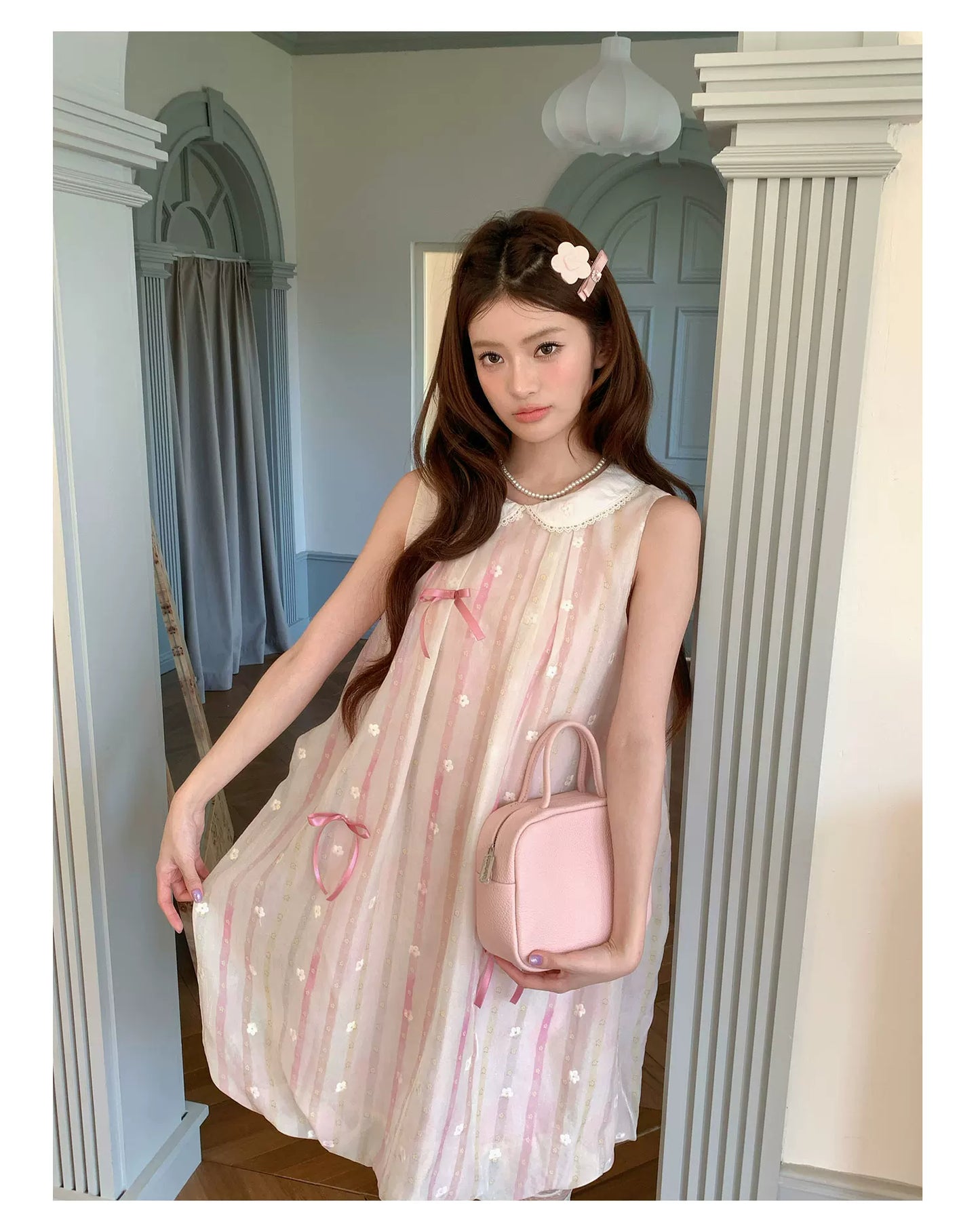 “Peach Soda Dream” Blush Pink Bubble Hem Dress