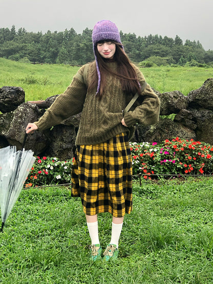 Zzouu - Retro Plaid Skirt