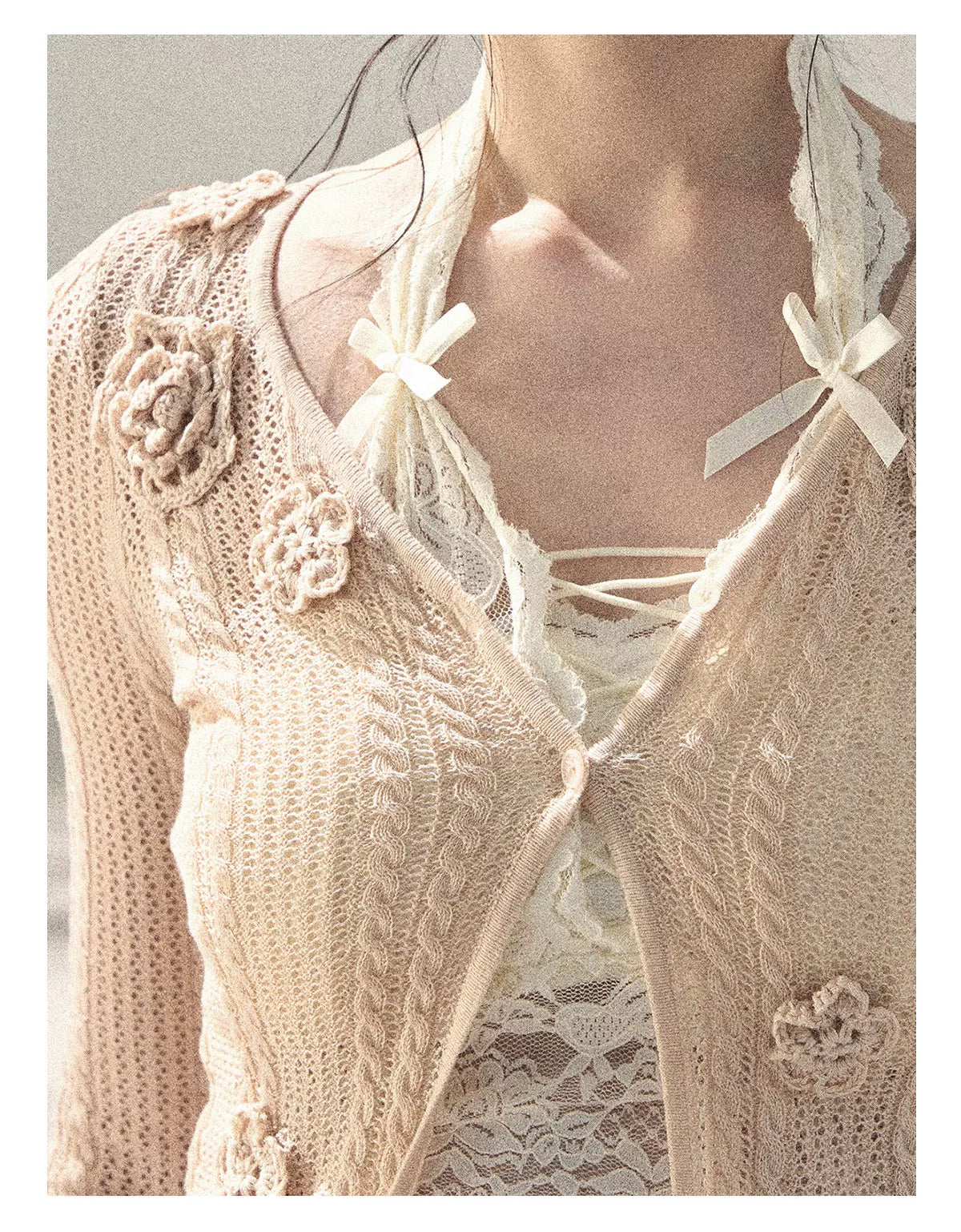 "Moss Whisper" Knit Sun Protection Cardigan & Cami Top