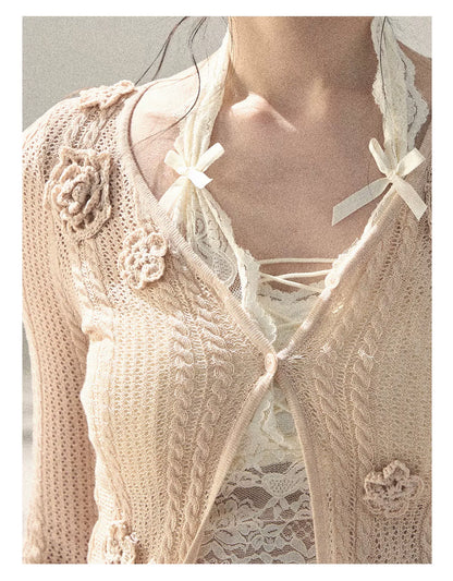 "Moss Whisper" Knit Sun Protection Cardigan & Cami Top
